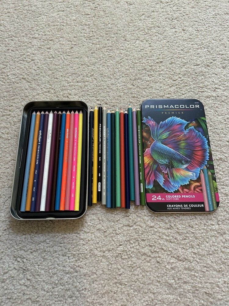 Prismacolor Soft Core Colored Pencils 24 Count New In Tin