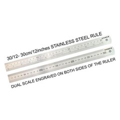 Osmer Hardened Polished Finely Quality Dual Scale Stainless Steel Ruler 30cm