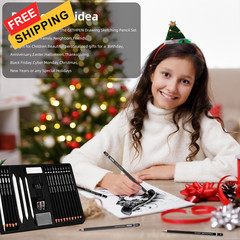 Drawing Sketching Pencil Set, 24 Piece Pro Artist Sketch Kit – Graphite Black