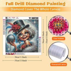 Disco Old Lady Diamond Art Kits for Adults-Full Drill Diamond Dots Paintings for