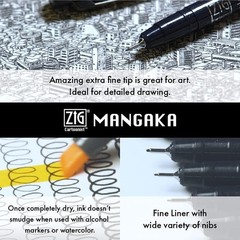 Kuretake Zig Inktober pen set, for Illustration, Manga Drawing, Lettering and…