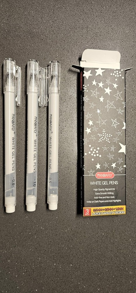 0.5mm White Gel Pen Set Extra Fine Point Waterproof Ink for Art Journaling DIY A