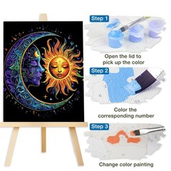 Lxmsja Moon Paint by Numbers Kit for Adults, Sun 16×20 inches, black#419