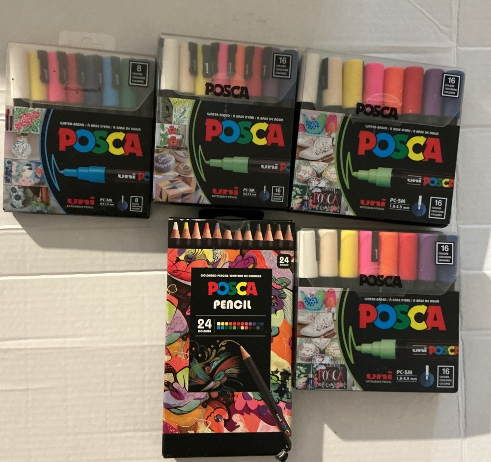 New POSCA Acrylic Paint Marker Set Water-based Markers PC-5M/PC-3M & Pencils