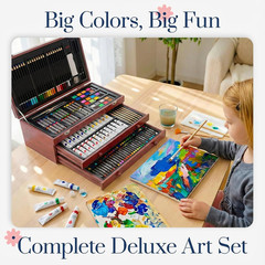194 Piece Deluxe Art Set, Painting Drawing Art Supplies with 4 Drawing Pads, Acr
