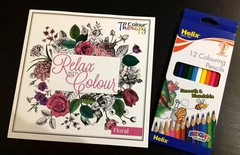 FLORAL Therapy RELAX WITH COLOURS Adult Stress Relief. INCLUDES 12 HELIX