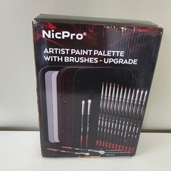 Nicpro Miniature Painting Wet Pal – Tray Set w/ Brushes & Paper – New (Box Wear)