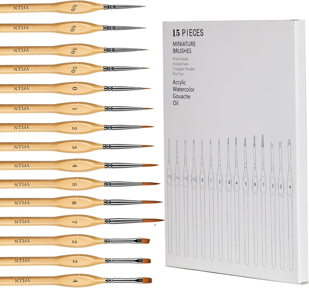 New 15 PCS Miniature Detail Paint Brush Set for Model Painting Fast Shipping