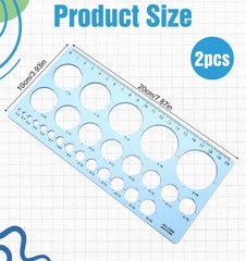 2Pcs Circle Stencil, Template 20x10cm/7.87×3.93 inches, Blue and pink