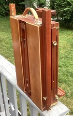 3 Leg Trident El Greco French Easel Sketch Box. Mahogany Artists Painting Tripod