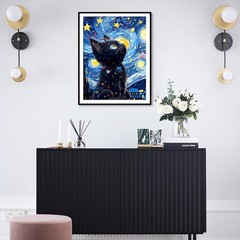 Yunnuo DIY 5D Diamond Painting 30 cm x 40 x 0.1 cm, D002-black cat 30x40cm