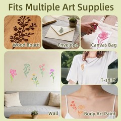 CEBLISH 36 PCS Flower Stencils for Painting on Wood, 5.9 x 2.9 inches, white