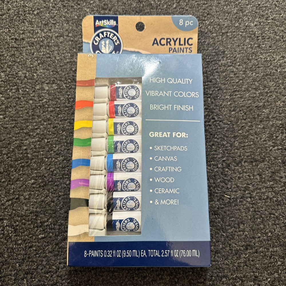 Artskills Crafters Closet Watercolor Paints 8- 0.32fl oz Tubes New In Pkg