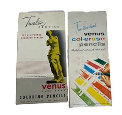 NEW Vtg Venus Blue Band Col Erase Colored Pencils 116 Carmine Red + 200 Green