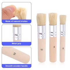 6Pcs Wooden Stencil Brushes, Natural Bristle Template Paint Brushes for Wood Wal