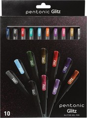 Bold 1.0 mm Glitter Gel Pens in 10 Assorted Shades – Smooth Writing Experience