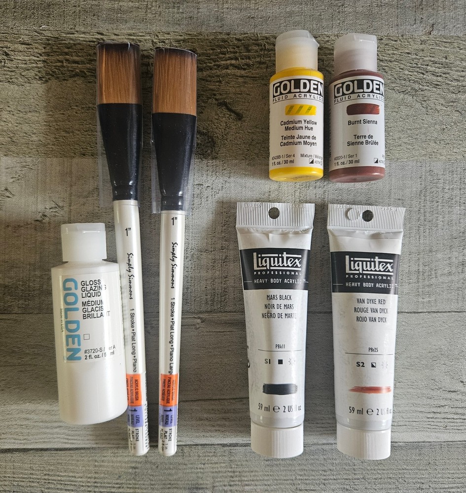 Art Supplies Lot – Golden Fluid Acrylic Simmons Paintbrush Liquitex Heavy Body 7