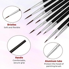 60 PCS Tiny Detail Paint Brushes Micro Thin Fine Tip Liner Nail Art Model