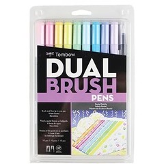 Tombow 56187 Dual Brush Pen Art Markers, Pastel, 1 Count (Pack of 10), Pastel