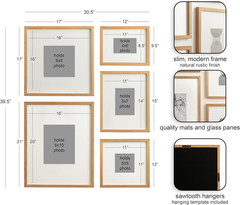 Gallery Contemporary Rectangle Minimal Graphic Framed Art Set of 5; Varying Size