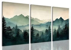 okudolit Framed Mountain Wall Art Set of 3 Sage Green Forest Canvas Prints Na…