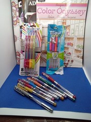 Adult Coloring Books with 2 New Packs of Pens and A Bundle of 8 Glitter Pens Set