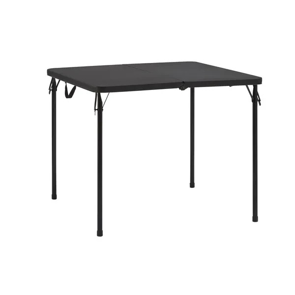 34″ Square Resin Fold-in-Half Table, Rich Black