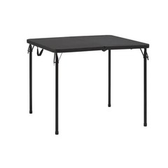 34″ Square Resin Fold-in-Half Table, Rich Black