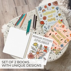 Beautiful Adult Coloring Book Set of 2 for Relaxation – Sassy blue-peach