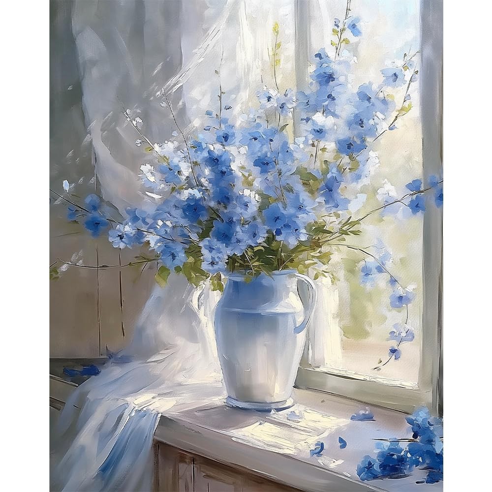 Natuyalo Paint by Numbers Kit for Adults – Blue Flower 16×20 inches, ART-01