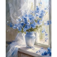 Natuyalo Paint by Numbers Kit for Adults – Blue Flower 16×20 inches, ART-01