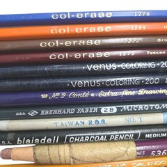 Vintage Artist Pencil Lot Col-Erase Eberhard Faber Venus Conté Charcoal Drafting