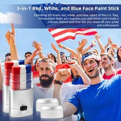 Patriotic Red White Blue Face Paint Stick Makeup for 4th 2 Psc-Silver Housing