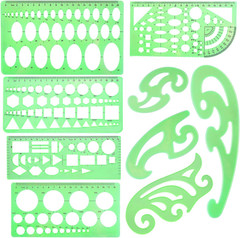 9 Pieces Drawings Templates French Curve Geometric Templates Measuring Rulers