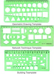 11PCS Geometric Drawings Templates, Compact (16-22 cm x 8-15 cm), Clear green