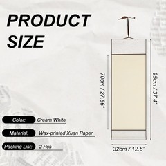 37.4″ x 12.6″ 2 Pcs Blank Hanging Scroll Paper Wood Rod, Cream White
