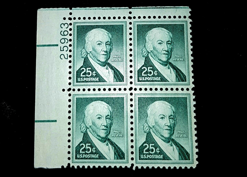1954 Plate Block 1048! Mint MNH US Stamps: Paul Revere! VF, CV $11