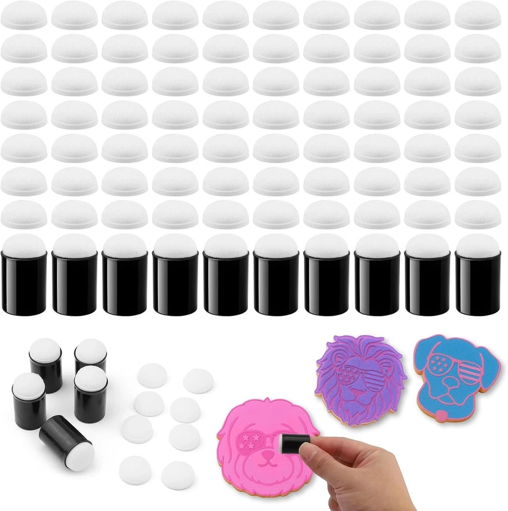 80Pcs Finger Sponge Daubers Set with 10 Handles + 70 Sponges for Crafts Painting