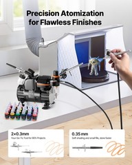VEVOR Airbrush Kit Air Brush Kit 1/6 HP Air Compressor 3 Airbrushes 3 Tips Paint