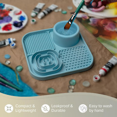 Silver Brush 2-in-1 Water Cup & Silicone Brush Cleaner Travel Studio