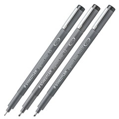 Fine Liner Pens Pack of 3 Black 0.5mm 1.2mm Staedtler Pigment 308-9S2BK3 Widths