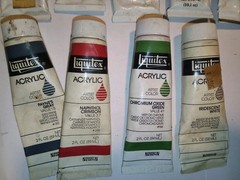 Vintage Art Supplies, Acrylic Paints, Pencils, Knives And How To Books