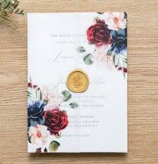 50 PCS Vellum Jackets for 5×7 Invitation Cards Burgundy Navy Blue Flowers