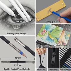 80 Drawing Sketching Kit Set – Pro Art Supplies with Sketchbook & Watercolor …