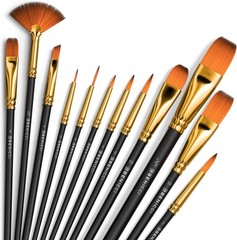 Professional Artist Paint Brush Set of 12 – Painting Brushes Kit for Kids, Ad…