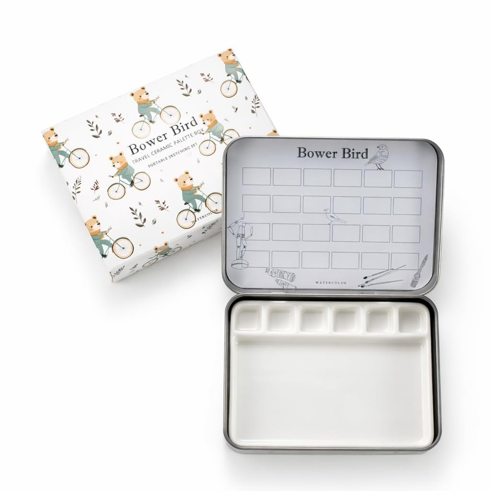 Travel Ceramic Watercolor Palette with Porcelain Mixing Tray & Metal Tin Box …