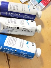 Lot of 20 tubes Lukas and other water mixable oil paints and 3 bottles medium.