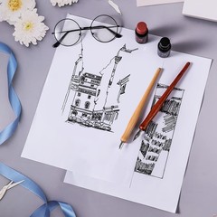 14 Pcs Dip Pen Nibs Holders Set Wooden Black Comic Calligraphy Drawing Kit