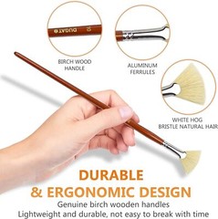 DUGATO Artist Fan Paint Brush Set of 7, White 7pcs Brushes, White, Brown