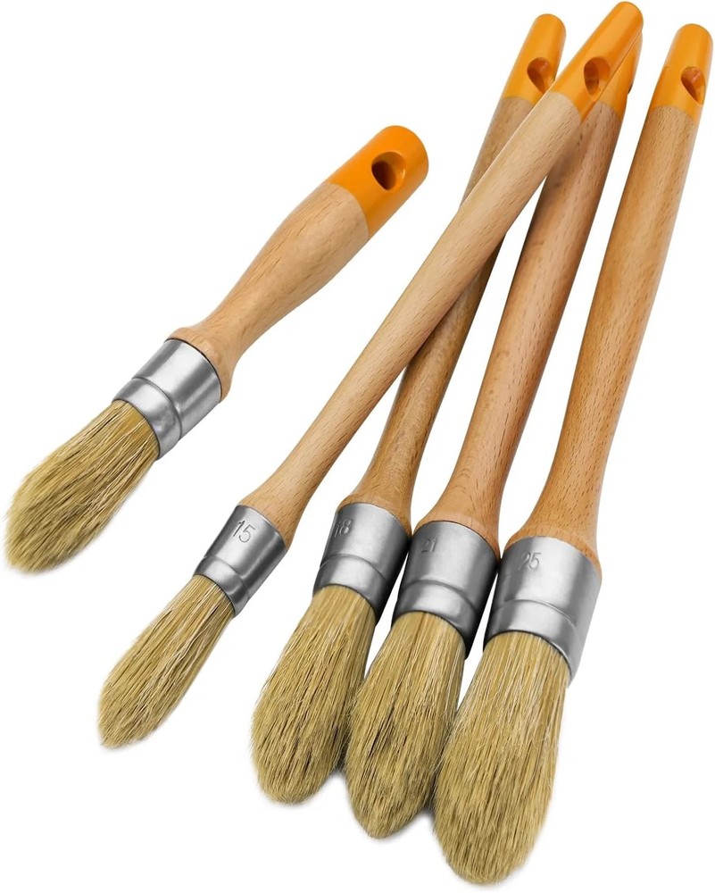 Trim Paint Brushes-5PC Round Trim Brushes,Long Handle Paint Brush Set for Window